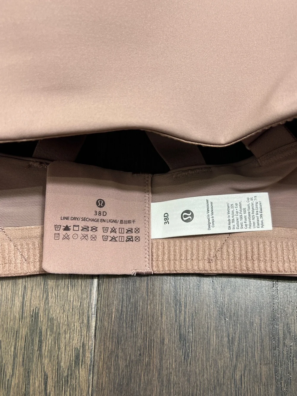 Lululemon NWT Energy Bra *High Support, B–DDD Cups Ashen Rose